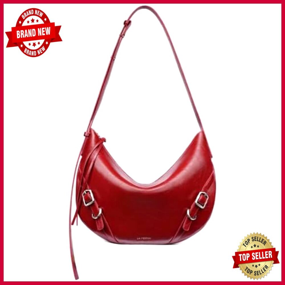 Leather Hobo Bag With Adjustable Strap, Spacious Interior, Zipper Closure